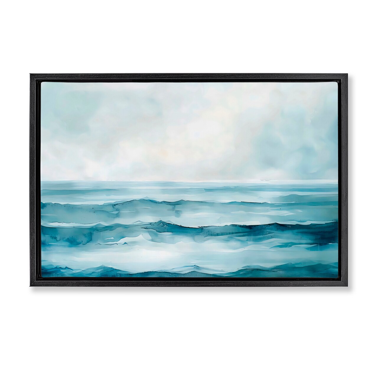 Stupell Industries Watercolor Moody Waves Black Framed Floater Canvas Wall Art, design by LSR Design Studio